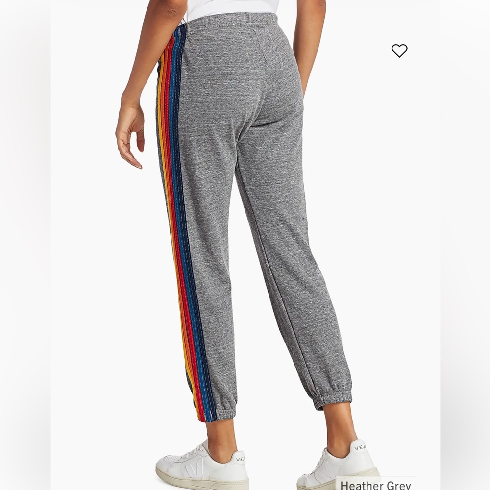 Aviator Nation 5 Stripe Sweatpants Heather Gray Large *Flawed - Picture 2 of 9